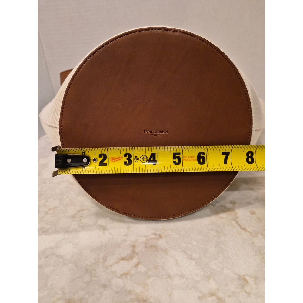 Saint‎ Laurent Rive Gauche Panier Canvas Bucket Tote Bag Brown 735728 FABJN - Picture 4 of 15